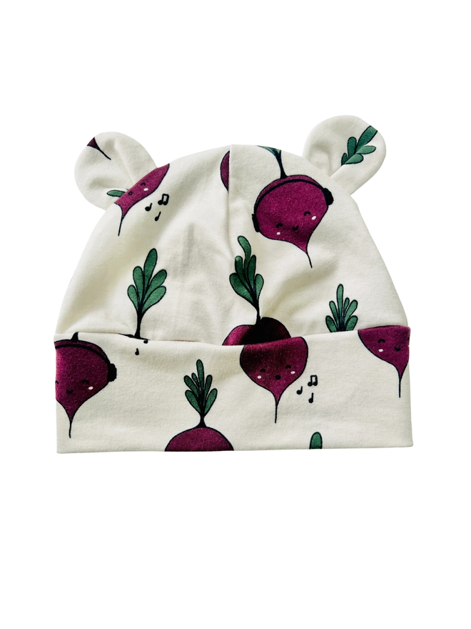 Cream Beetroot Organic Cotton Baby Hat