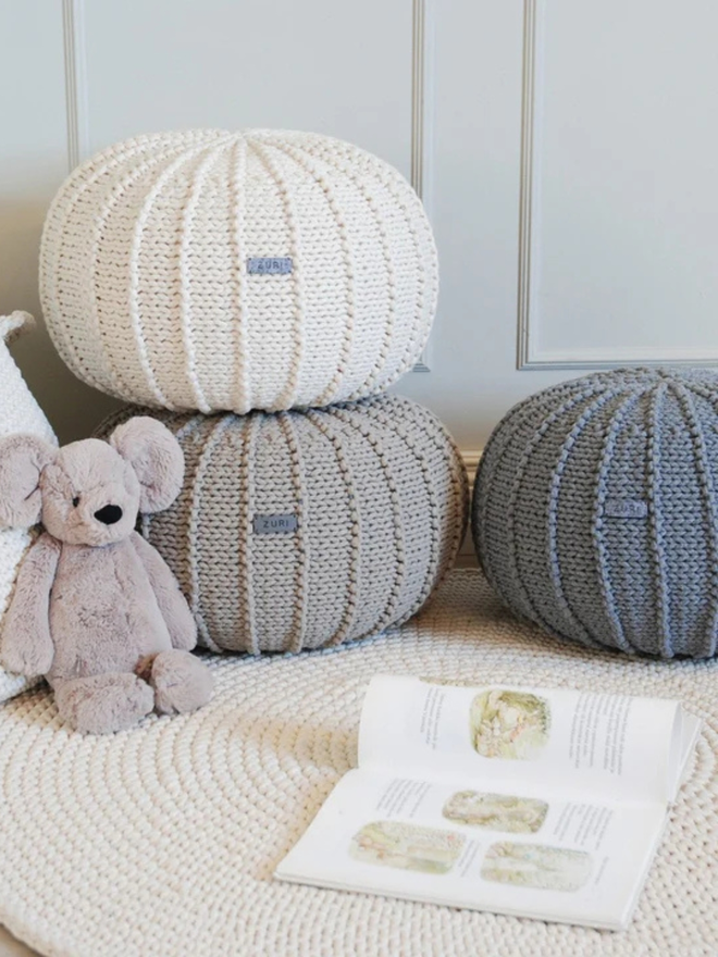Zuri House. Beige children’s pouffe.