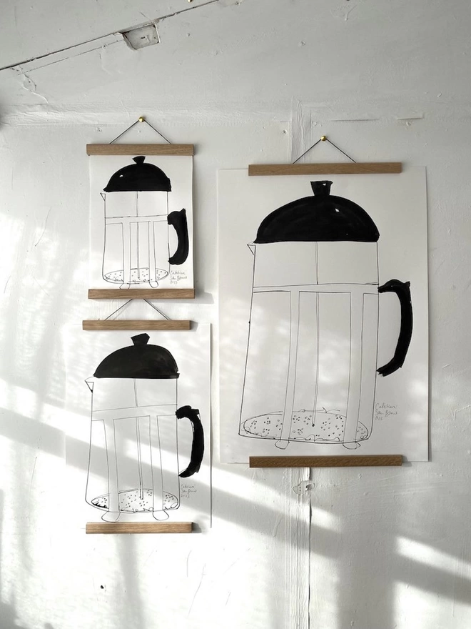 'Cafetiere'. Handmade Original Ink Drawing on Paper 