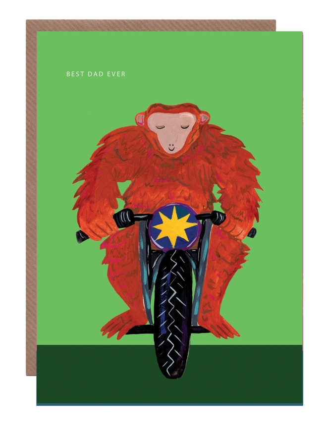 Monkey on a bike Father's Day card