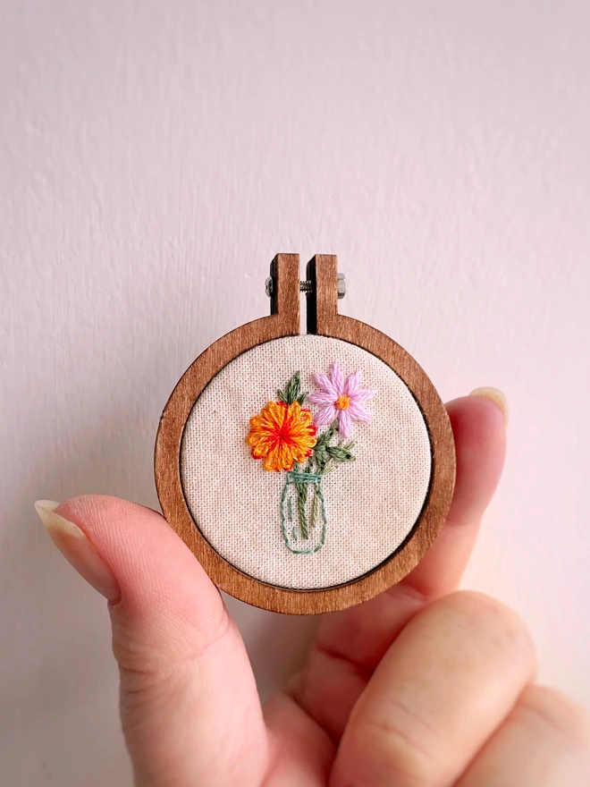 Hand Embroidered Personalised Miniature Keepsake Card