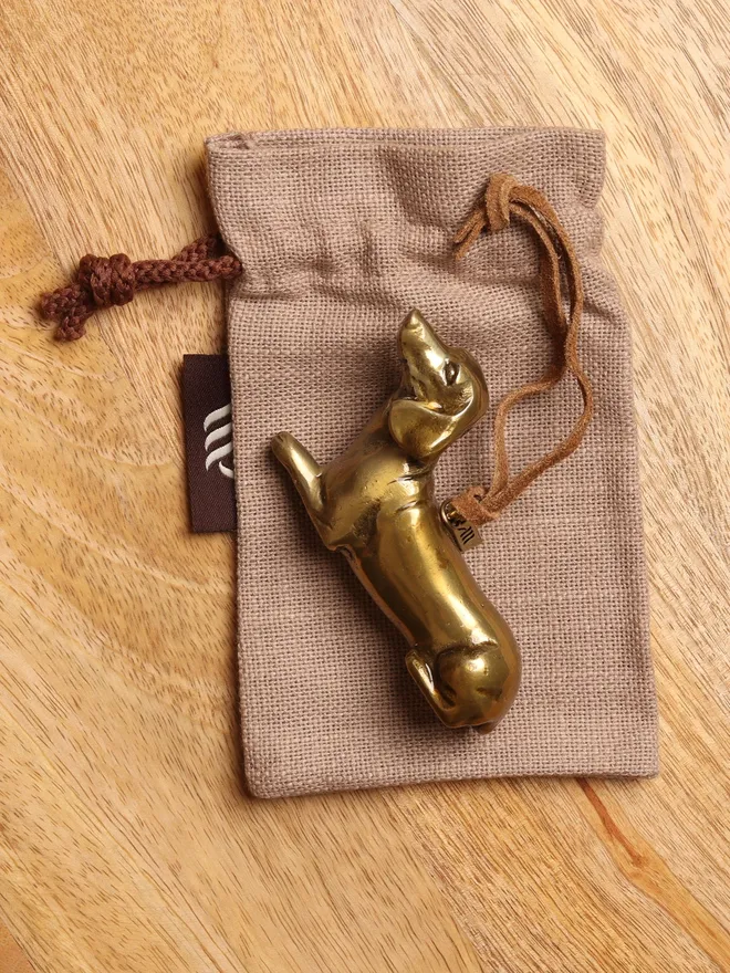 Metal Dachshund hanging decoration with gift bag