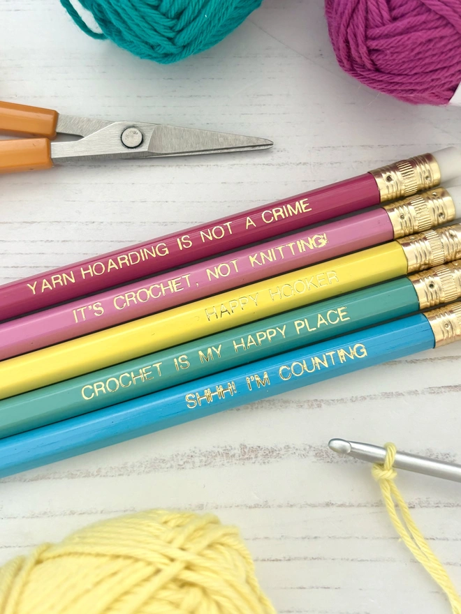 Crochet Themed Pencil Set (Set of 5)
