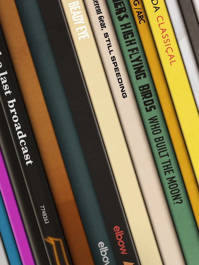 Fine Art print of vinyl records Manchester album spines detail