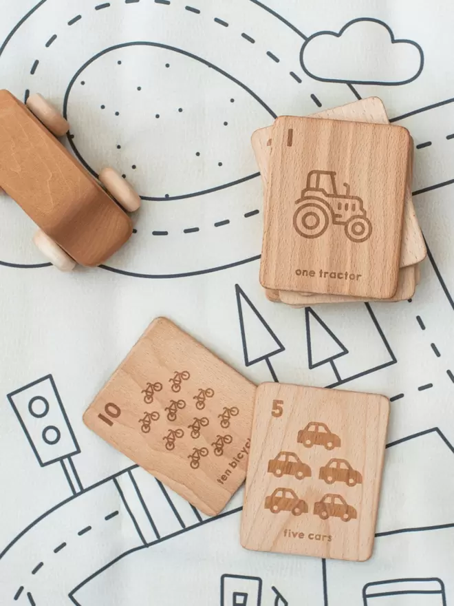 Wooden Flashcards with Transport Vehicles