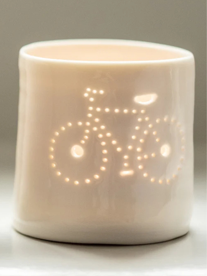 bicycle mini porcelain tealight holder