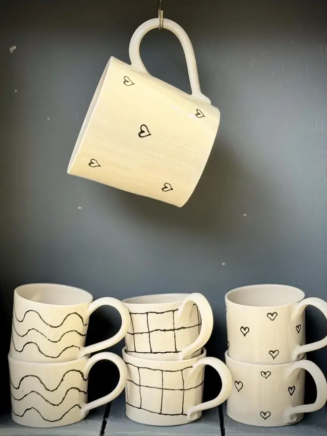 Stoneware Espresso Cup Love Hearts 