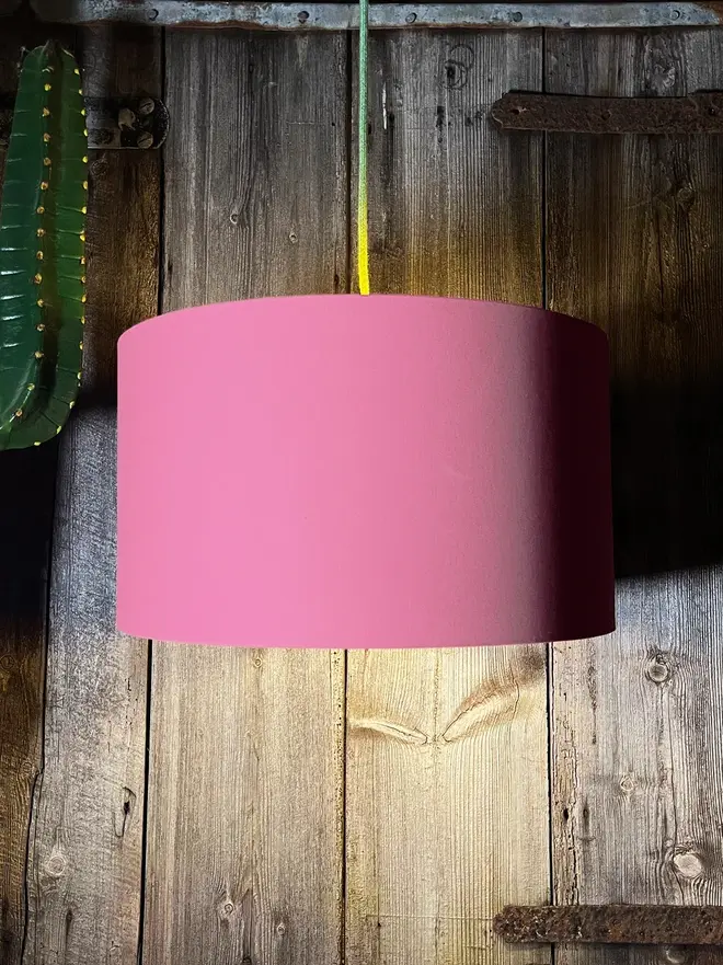 Dirty Pink Cotton Drum Lampshade with Gold Lining