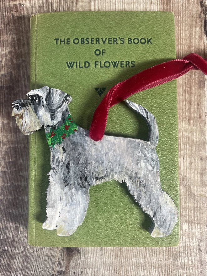 Miniature Schnauzer Hand- painted Christmas Decoration