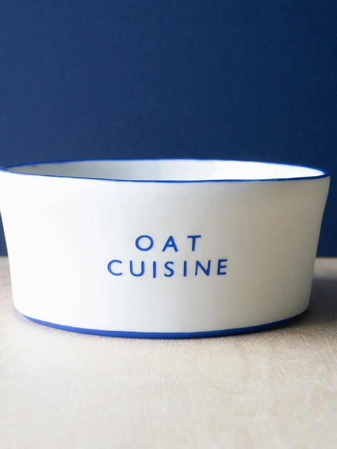 'Oat Cuisine' Blue Ceramic Bowl