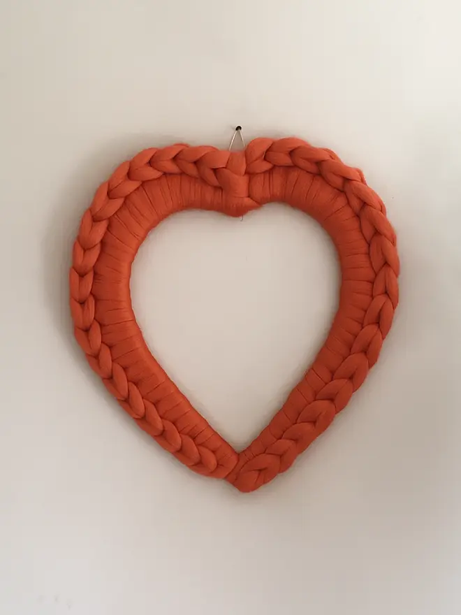 Chunky Knitted Heart Wreath