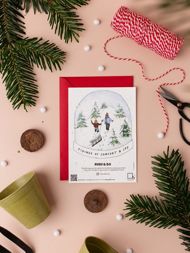 snowglobe plantable christmas card