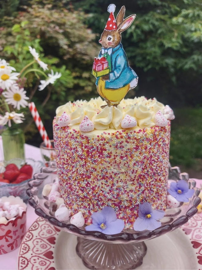 Birthday boy bunny cake topper