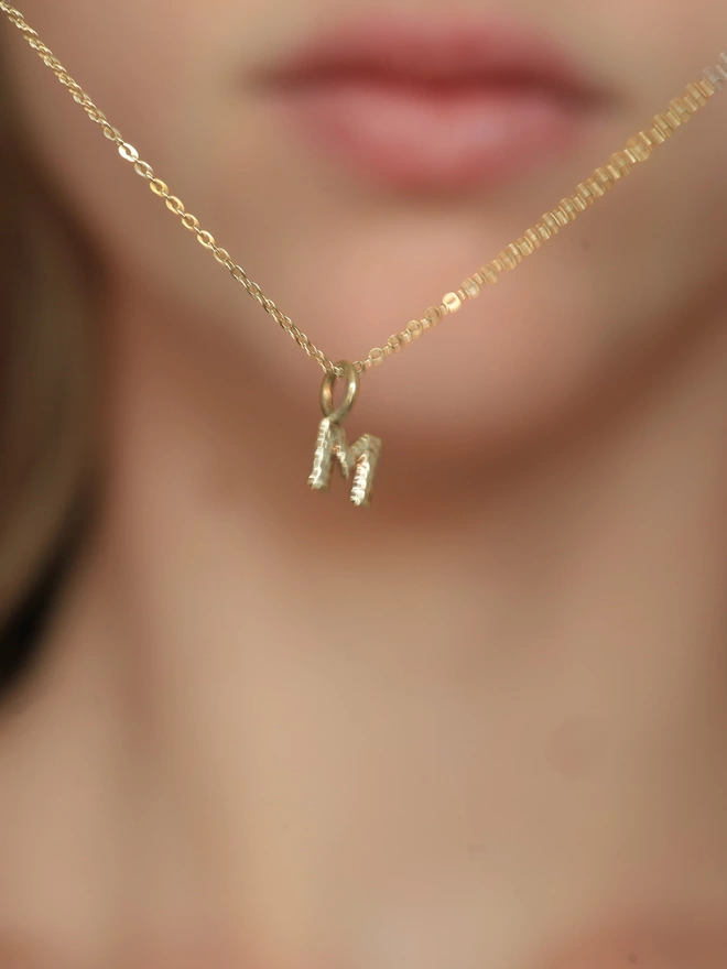 Gold initial necklace 