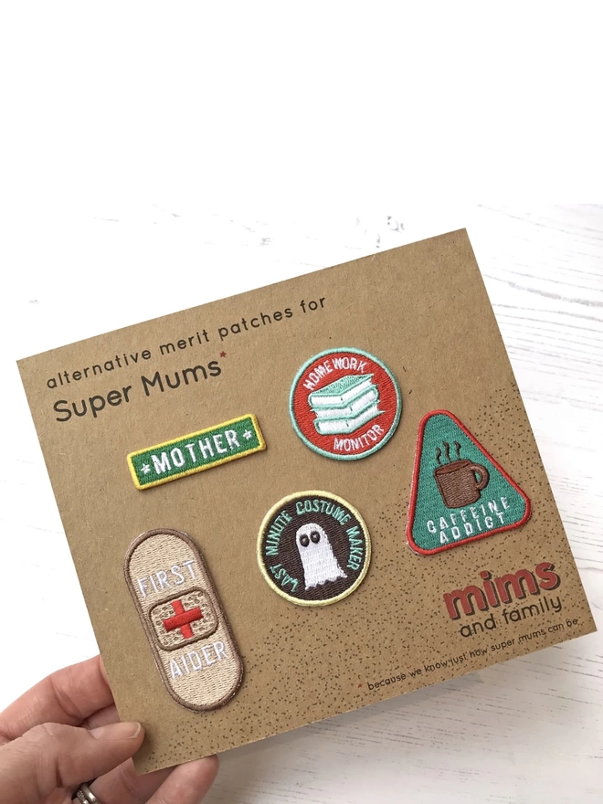 Super Mum Card Mims & Family Embroidered Patch