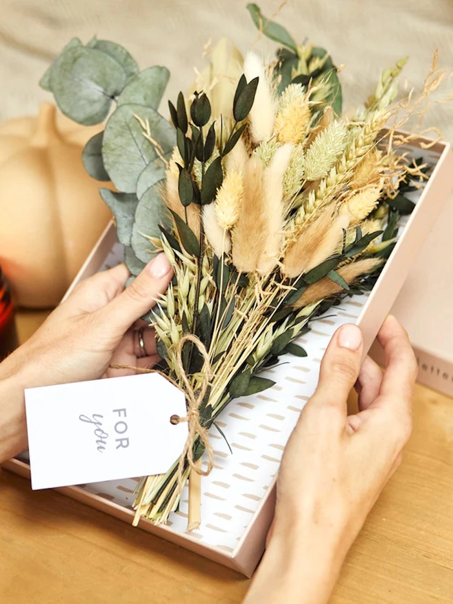 Dried Flowers Neutral Bouquet Letterbox Gift