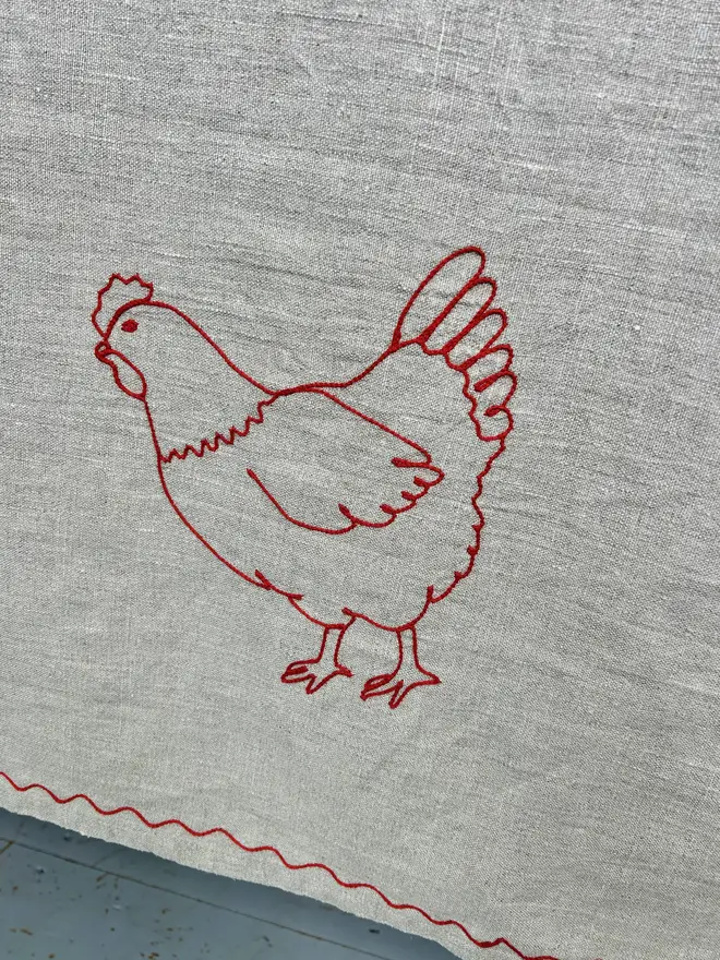 Embroidered Linen 'Twelve Days of Christmas' Tablecloth