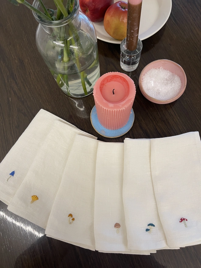 Magical Mushroom Embroidered Napkin (Set Of 6)