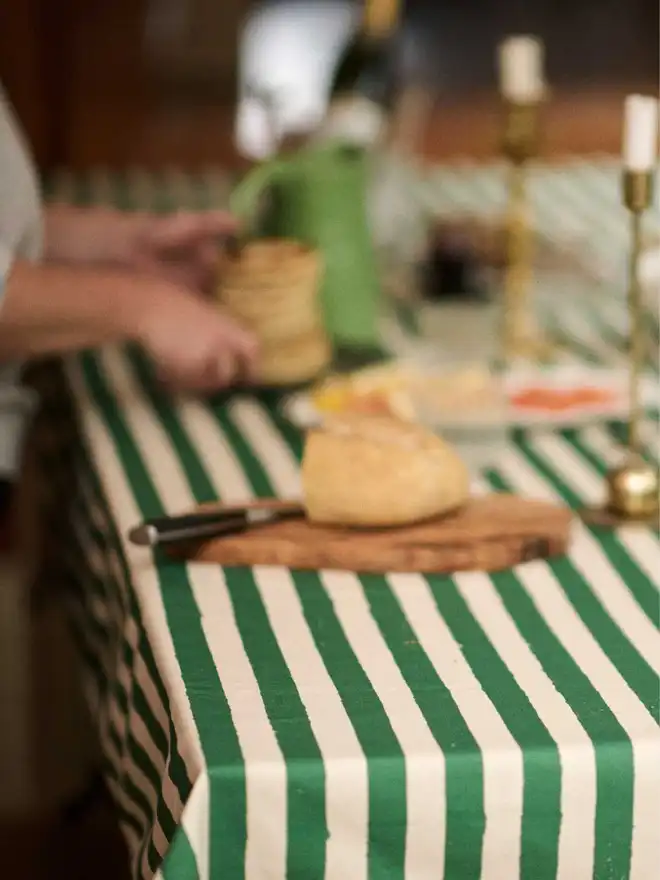 Christmas Green Stripe tablecloth