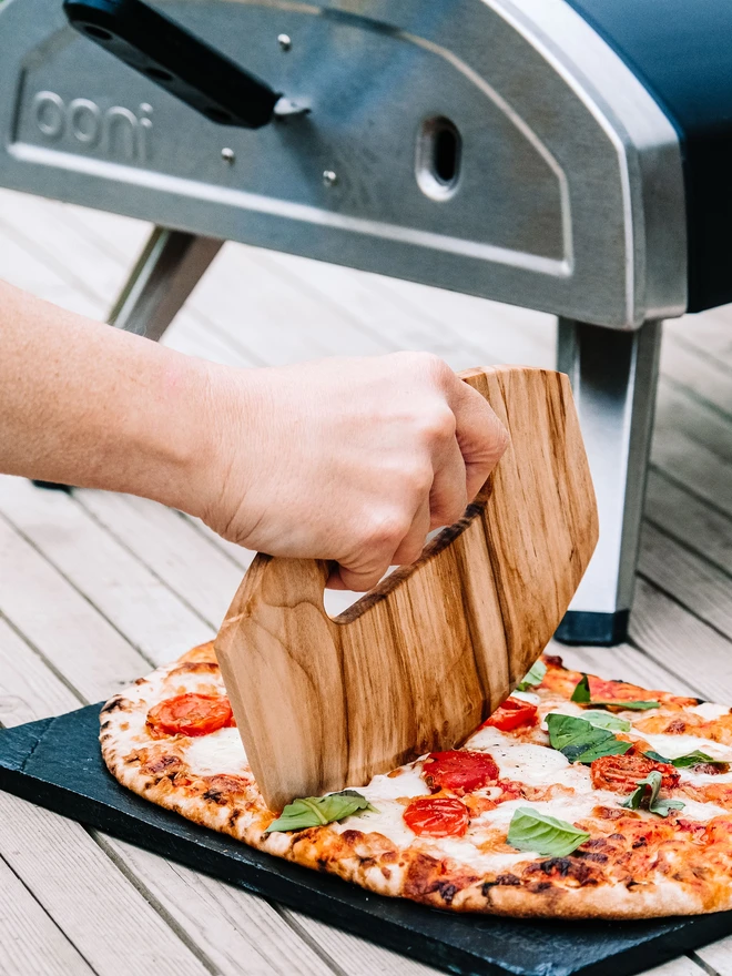 wooden pizza cutter