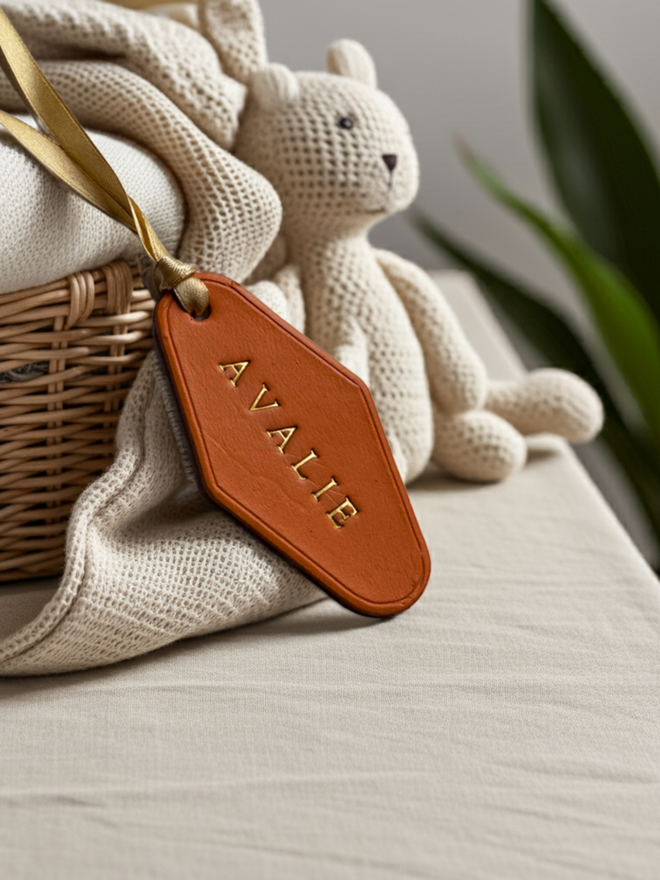 Sunshine yellow baby name basket label