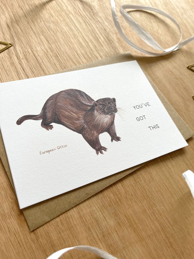 a greetings card featuring an illustration of an Otter with the text “You’ve Got This”