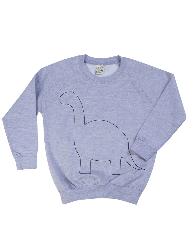 Grey sweat with outline of dinosaur 