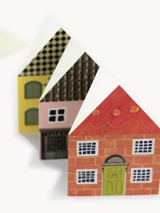 colourful houses card concertina