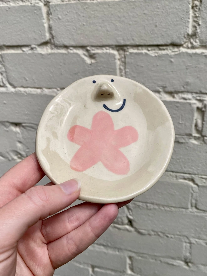 pink flower trinket tray