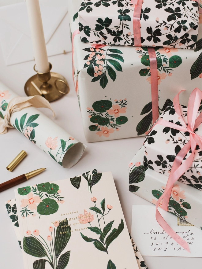 Pink floral notebook