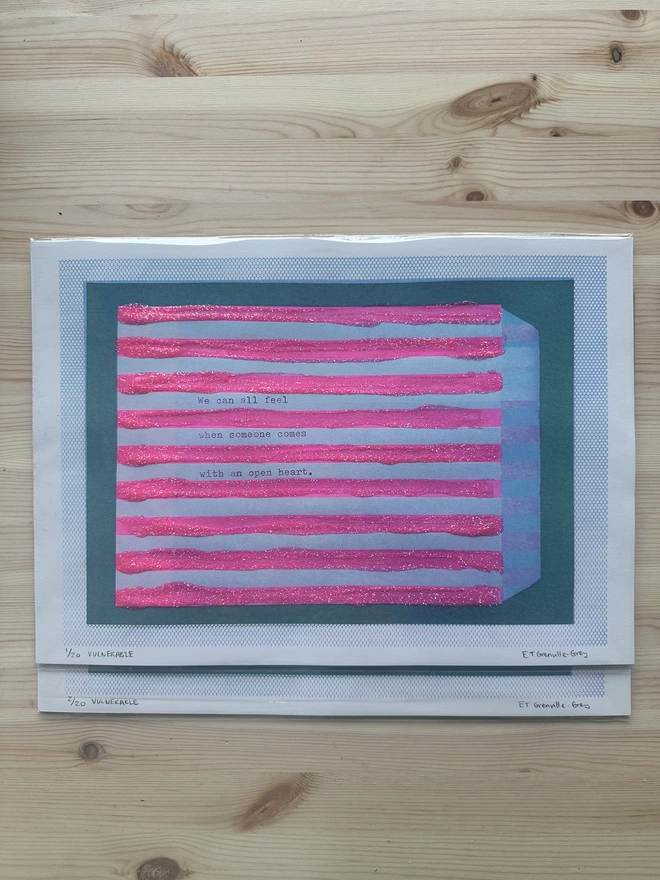 A3 Vulnerable Wall Art Ready for New Home in Cellophane