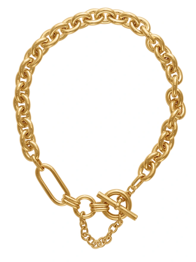 LOEL Chunky Gold T-Bar Chain Necklace