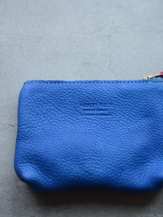 Colbalt Blue Leather Personalised Initial Pouch