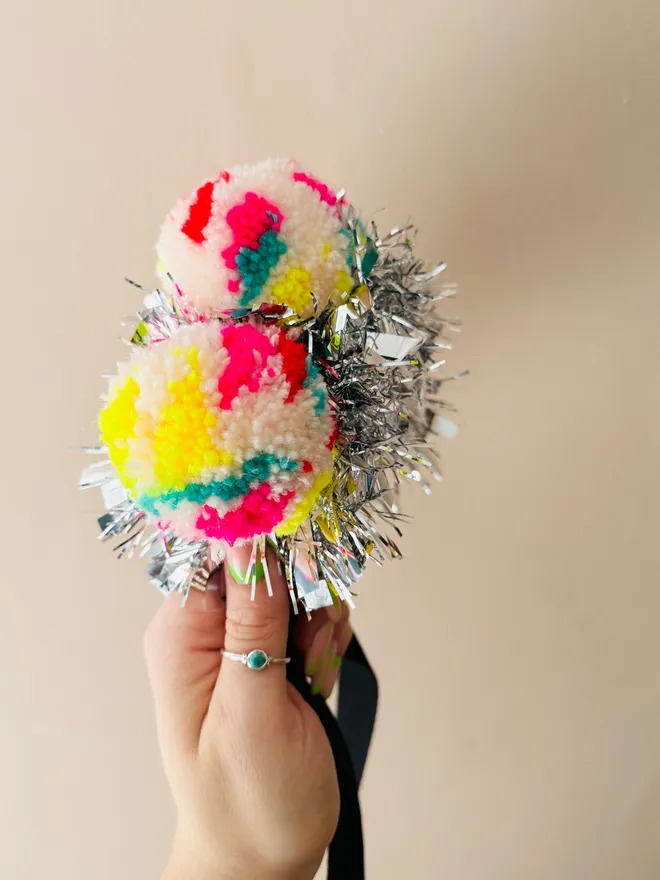 Pom Pom headband tinsel headband pink headband Pom Pom festival headband party headband gold tinsel headband LGBTQ headband lgbtq festival pride