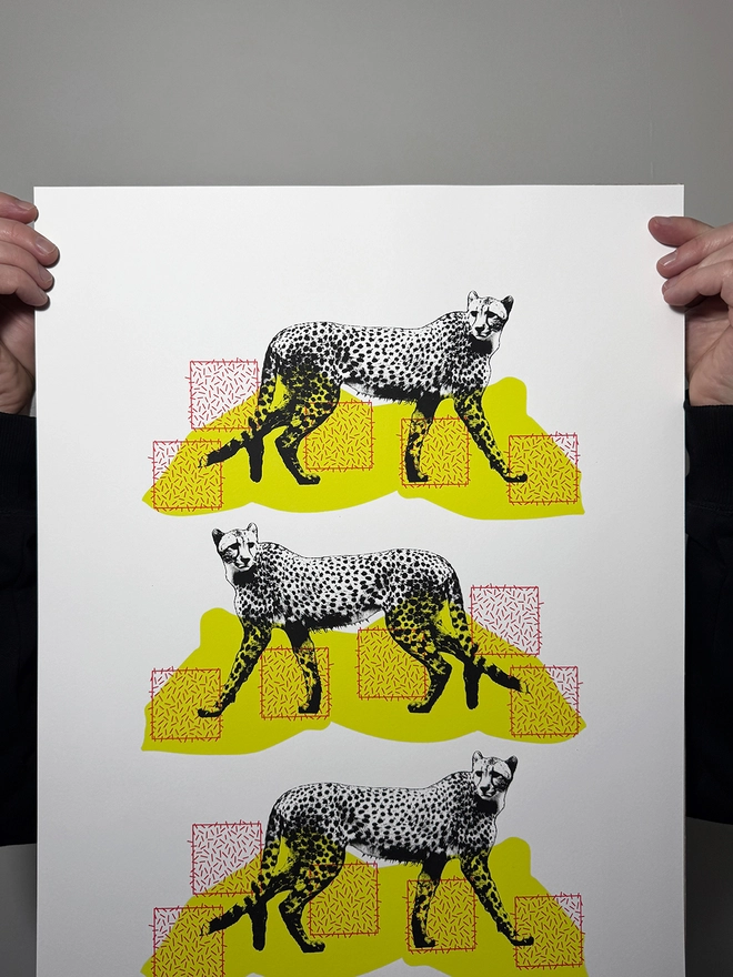 A Coalition of Cheetahs - Screen Printed Poster - close up top