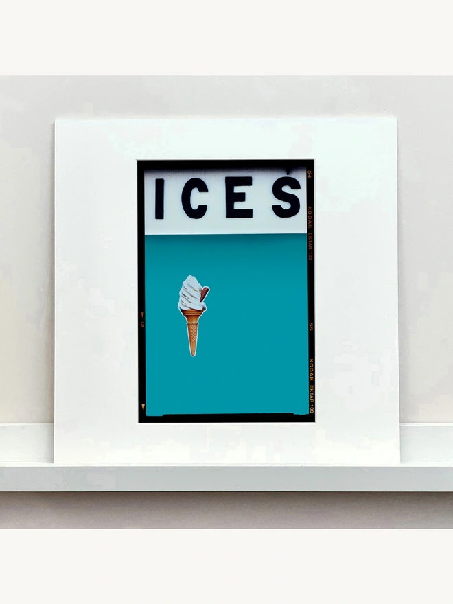 Ices blue curacao pop art colour typography print mounted square