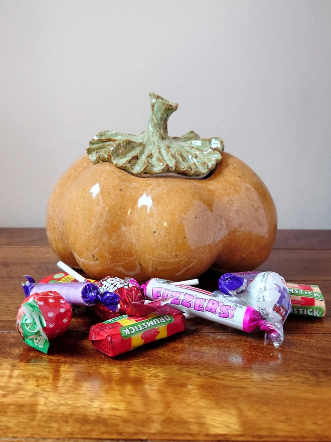 Pumpkin Jar Lidded Pot Halloween Decor