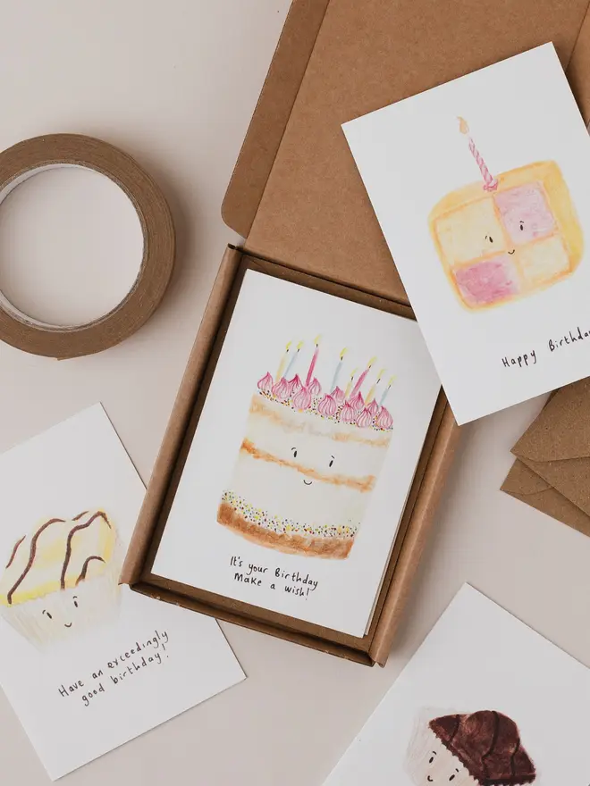 boxed set of teatime treats birthday cards 