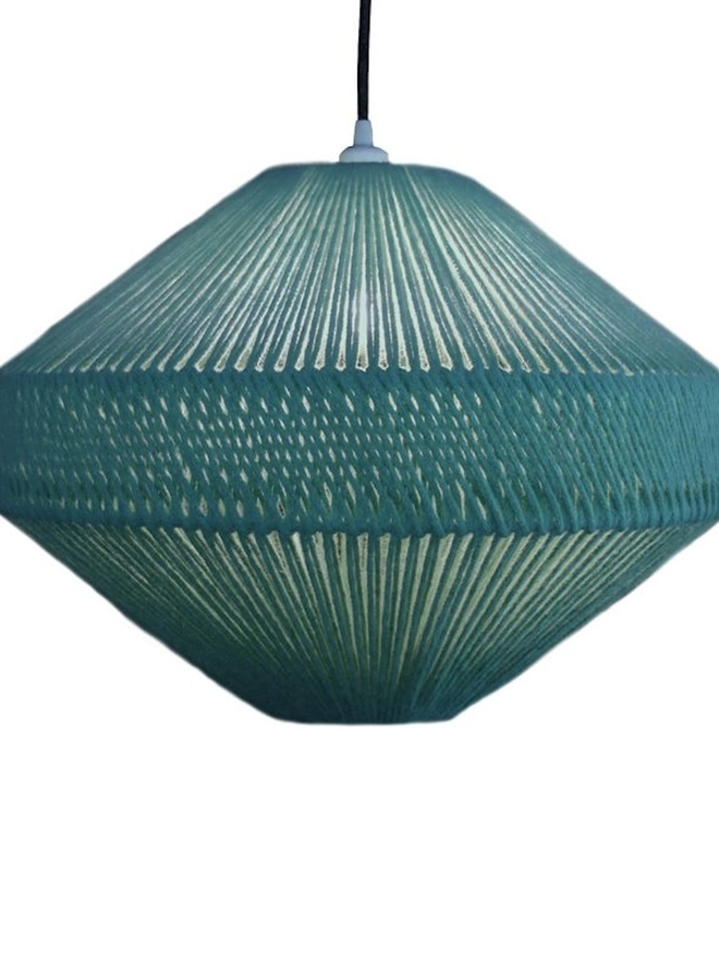 Large Capsule Cross Weave Pendant Lampshade Aqua