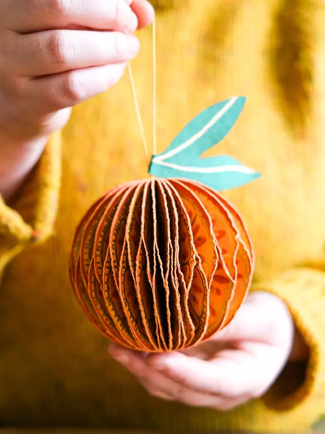 Orange Honeycomb Ornament (Set Of 6)