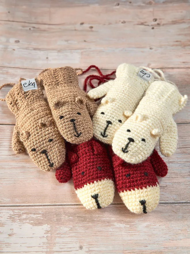 Knitted animal mittens