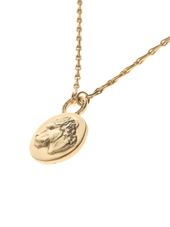 Reversible Lioness Coin Pendant gold