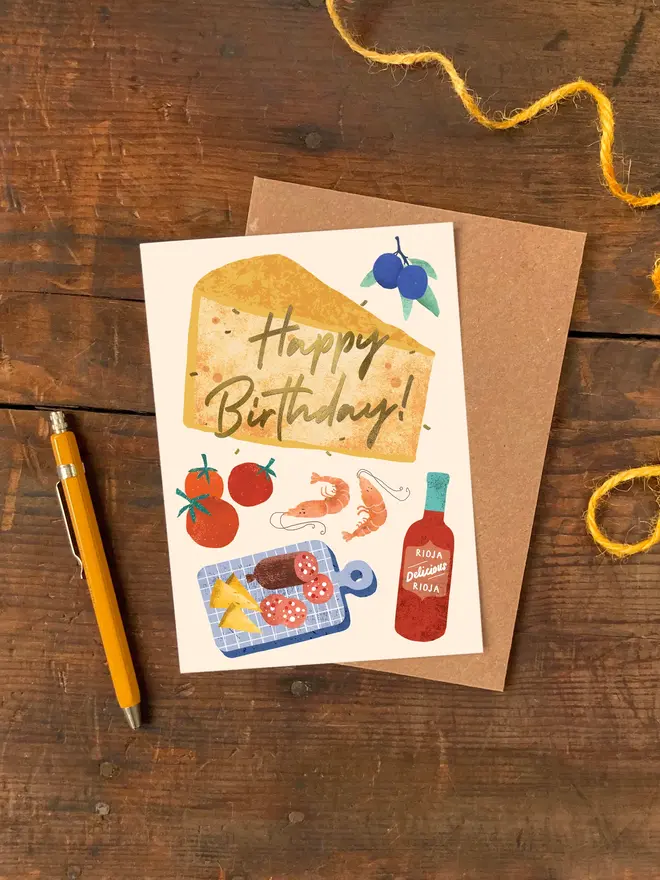 birthday tapas illustrated birthday card