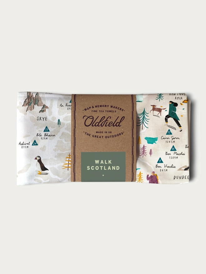 walk Scotland tea towel folded and packaged