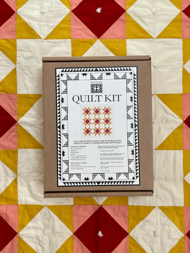 Warm Hearth Quilt Kit, on the floor. 