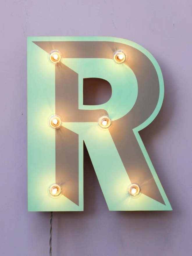 Custom letter wall light letter R 