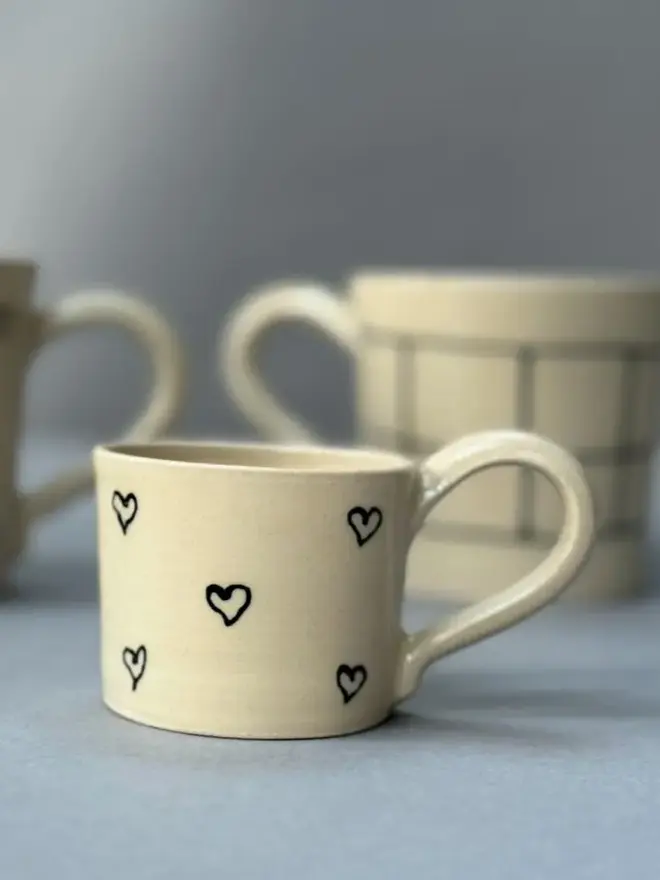 Stoneware Espresso Cup Love Hearts 