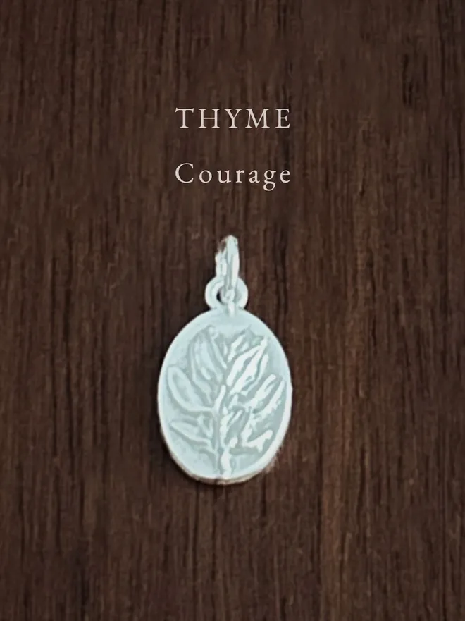 Thyme Medal Charm ~ Sterling Silver