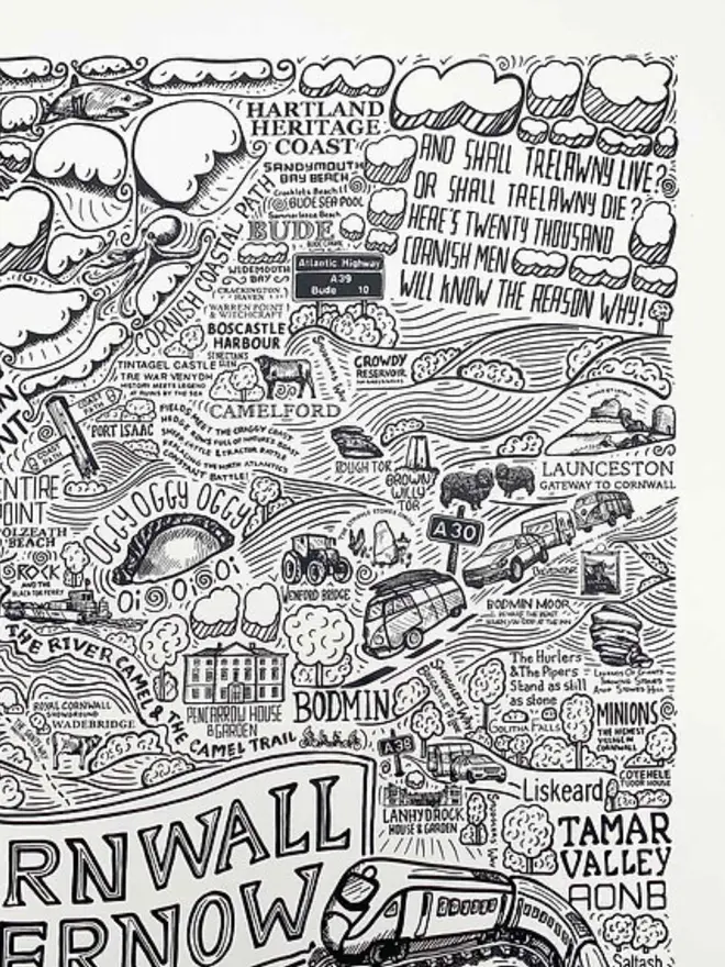 Cornwall Poster Wall Art Print Top Right