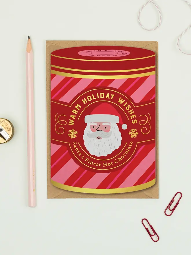 'Warm Holiday Wishes' Santa's Hot Chocolate Christmas Card